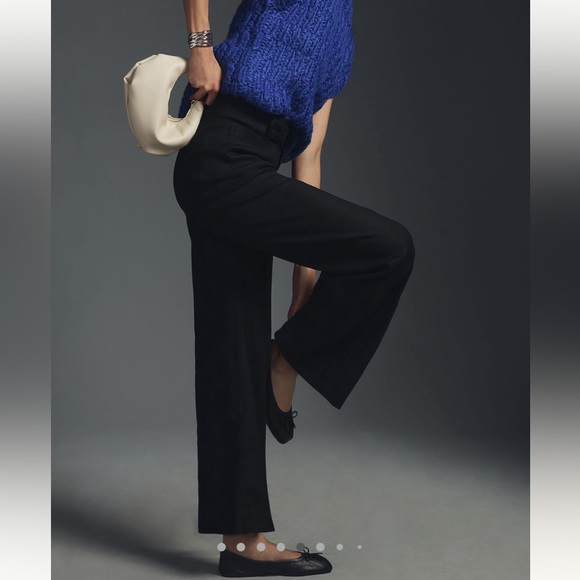 Anthropologie COLETTE Cropped Wide-Leg Linen Pants Maeve NEW 27 Black - Picture 3 of 12